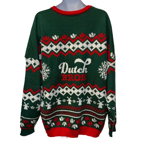 Rare Dutch Bros Brothers Christmas Sweater Mens M Merry and Stoked Ugly Holiday - Picture 6 of 9